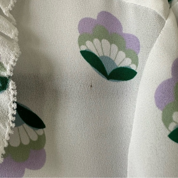 ARITZIA-“SUNDAY Best” CottageCore Floral Ruffle Front Ling Sleeve Blouse - Picture 13 of 13